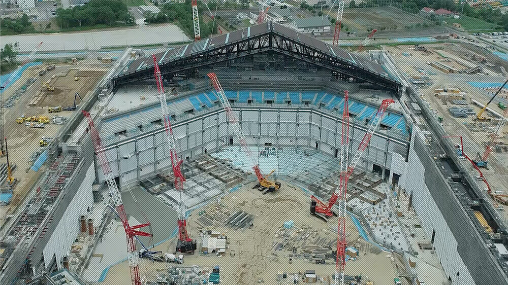 Inside the stadium under construction, first public release